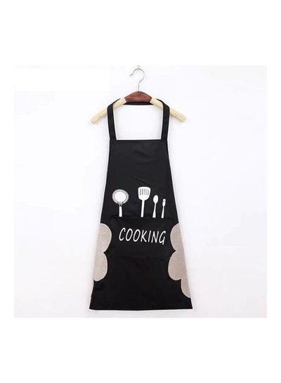 Buy Waterproof And Oil-Proof Home Kitchen Cooking Apron With Pocket Black in Saudi Arabia