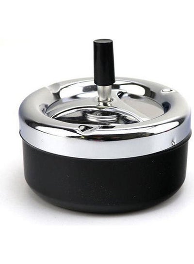 Buy Newness Stainless Steel Black Spinning Ashtray For Cigarettes Black-SIlver 123X70cm in Saudi Arabia