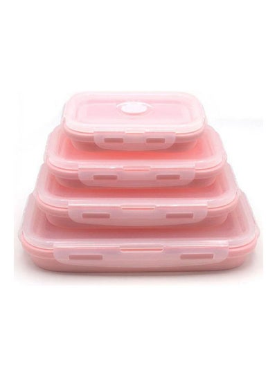 Buy Set of 4 Silicone Food Storage Containers Silicone Collapsible Lunch Bento Box Microwave Dishwasher and Freezer Safe Pink Pink 350-500-800-1200ml in UAE
