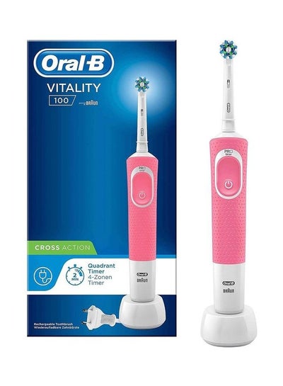 Buy Vitality 100 Crossaction Power Toothbrush Pink/White in Saudi Arabia