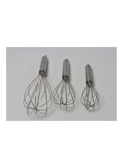 Buy 3-Piece Egg Whisk Set Silver in Saudi Arabia