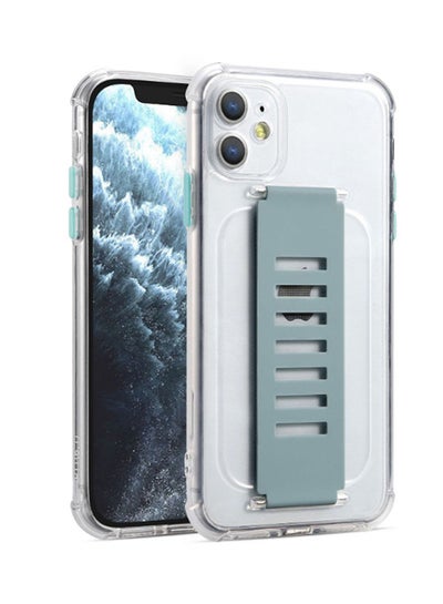 Buy Protective Case Cover For Apple iPhone 11 With Grip Strap Clear/Green in Saudi Arabia