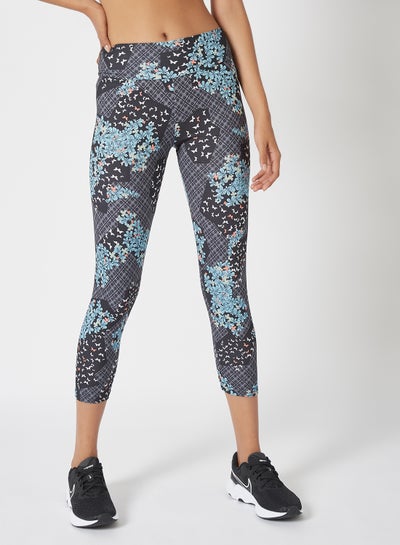 Buy High Waist Printed Ankle Length Sports Legging For Improved Performance Blue/Black/White/Dot in Saudi Arabia