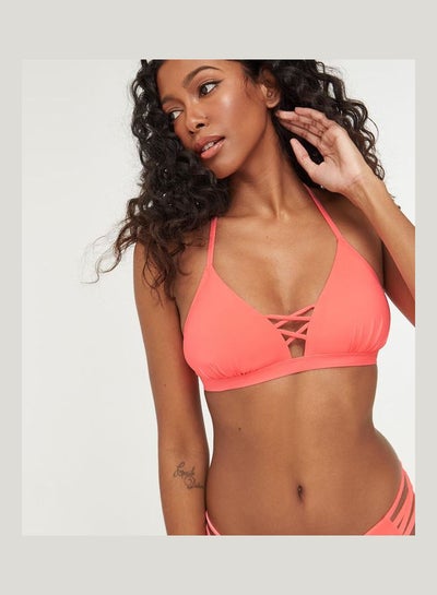 Buy Criss Cross Detail Bikini Top Medium Orange in Saudi Arabia