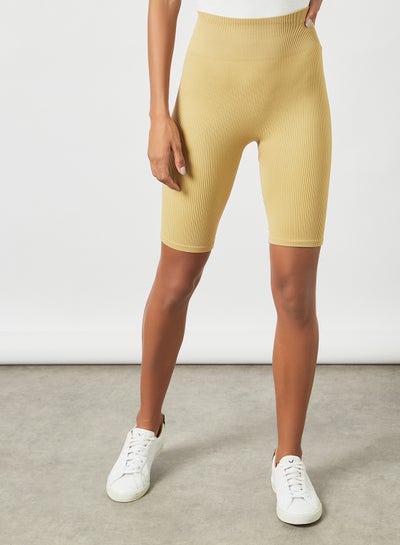 Buy Seamless Biker Shorts Yellow in UAE