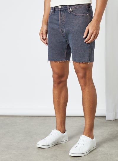 Buy Raw Hem Denim Shorts Dark Blue in UAE