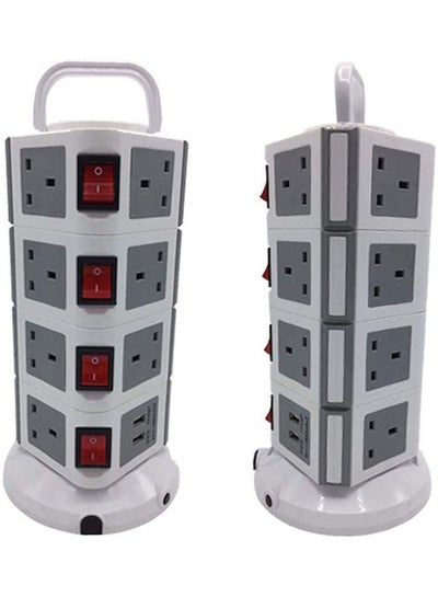 Buy DZ-614 4 Layers 15 Outlets Vertical Power Strip With 2 USB White 28cm White 28cm in Saudi Arabia