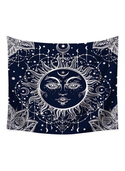 Buy Bohemian Style Psychedelic Moon and Sun Printed Tapestry Wall Hanging Polyester Bedspread Beach Towel Blue/White 150 x 100cm in Egypt