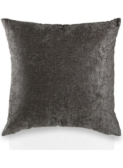 Buy Undeniably Opulent Large Chenille Cushion Polyester Grey 60x60cm in UAE