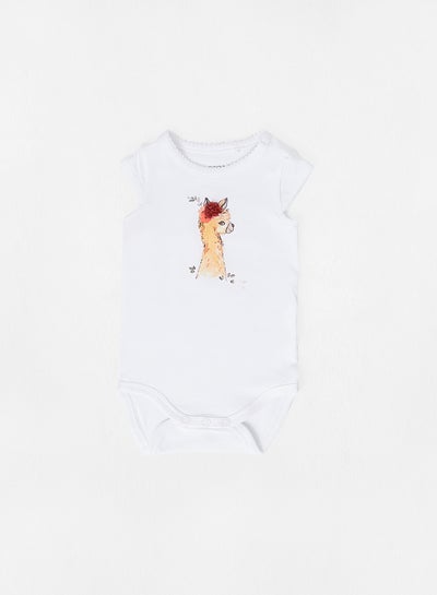 Buy Baby Animal Print Romper White in UAE