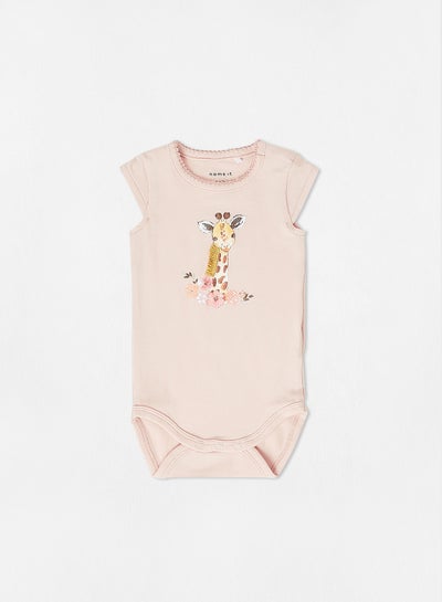 Buy Baby Giraffe Print Romper Pink in Saudi Arabia