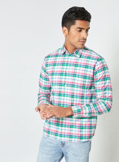 Buy Checkered Long Sleeve Shirt Green in UAE