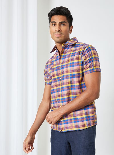 Buy Checkered Short Sleeve Shirt Multicolour in UAE