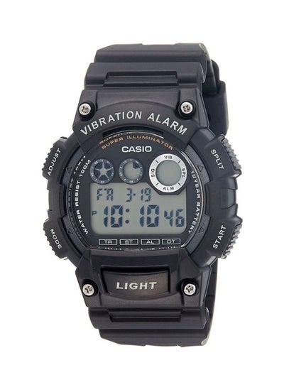 اشتري ساعة يد رقمية كوارتز بسوار من الراتينج طراز W-735H-1AVDF - 47 مم - أسود للأولاد في مصر