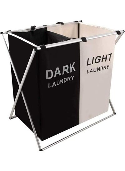 Buy Laundry Cloth Hamper Sorter Basket Black/White 60×60×39cm in Saudi Arabia