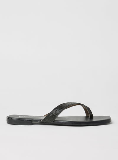 Buy Croc Effect Leather Sandals Black in Egypt
