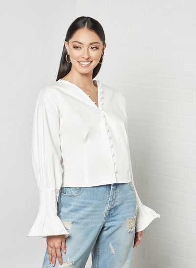 Buy Flute Sleeve Top White in UAE