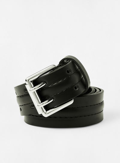 Buy Faux Leather Belt Black in Saudi Arabia