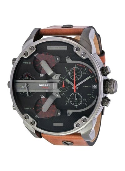 Buy Men's Mr. Daddy Round Shape Leather Band Chronograph Wrist Watch 57 mm - Brown - DZ7332 in Egypt