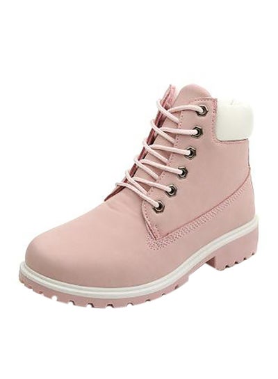 Buy Low Heel Ankle Boots Pink in Saudi Arabia