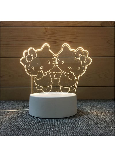 Buy 3D LED Hello Kiti Illusion Night Lamp Yellow in Saudi Arabia