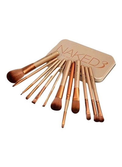 Buy 12-Piece Naked 3 Make Up Brush Set Silver/Orange/Brown in Egypt