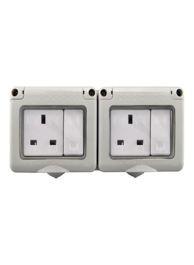 Buy Weatherproof Plug Socket and Switch Box - 2 Gang Grey/White in UAE