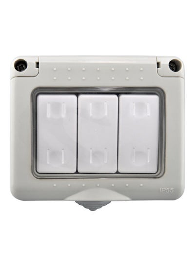 Buy Weatherproof Plug Socket and Switch Box - 3 Gang Grey/White in UAE