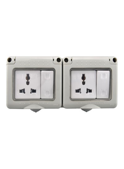 Buy Wall Weatherproof Plug Socket and Switch Box - 2 Gang Grey/White in UAE