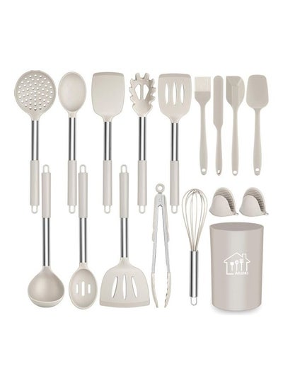Buy 14-Piece Silicone Cooking Utensil Set Grey One Size in UAE