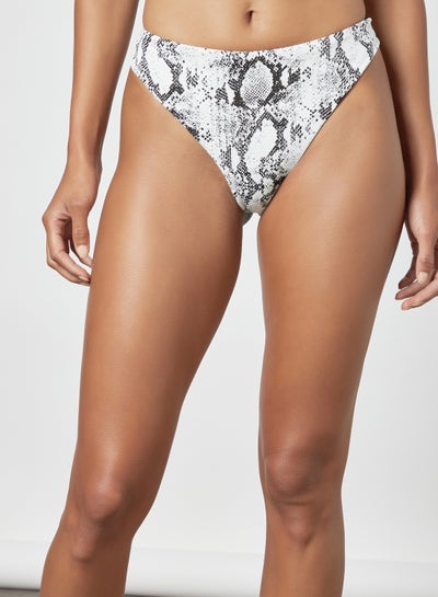 Buy Snakeskin Print Bikini Bottom White in Saudi Arabia