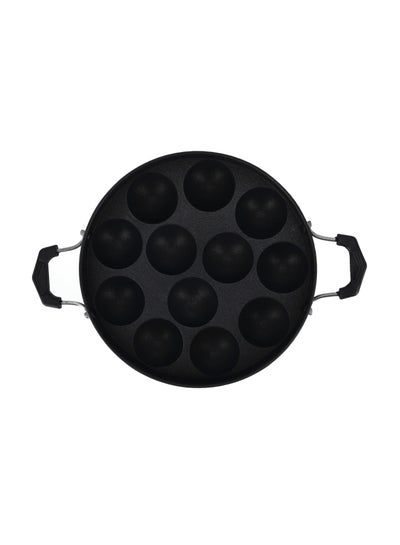 Buy 12-Pits  Appam Nonstick Pan Black 20cm in Saudi Arabia