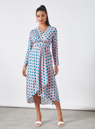 Buy Polka Dot Wrap Dress Multicolour in UAE