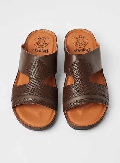 Buy Perforated Upper Sandals Brown in UAE