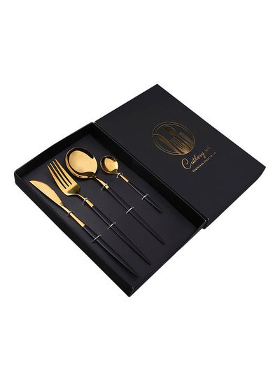 Buy 4-Piece Simple Design Cutlery Gift Set Black/Gold in Egypt