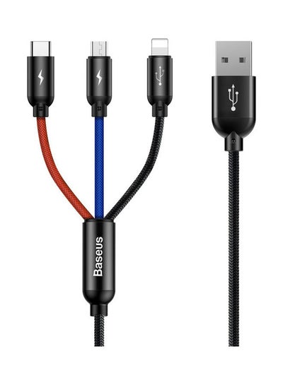 Buy Three Primary Colors 3 in 1 Charging Cable (1.2M / 4FT) Nylon Braided, Charging cable iPhone and Charging cable for android, Compatible for Tablet iPad Smartphone, Micro USB Type-C (Black) Black in Saudi Arabia