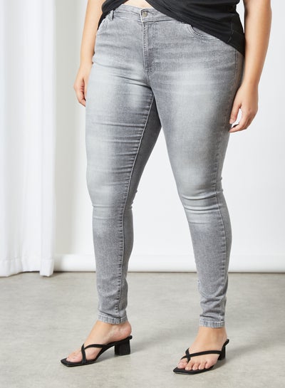 Buy Curvy Skinny Fit Jeans Grey in UAE