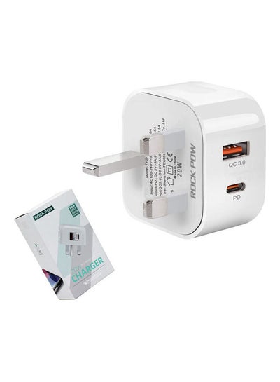 Buy 20W USB Type C Fast Charger PD Dual Port Power Delivery 3.0 Adapter Plug for iPhone 12 11 Pro Max X XR XS 8 SE 2020 iPad Samsung S20 Huawei P40 P30, White in UAE
