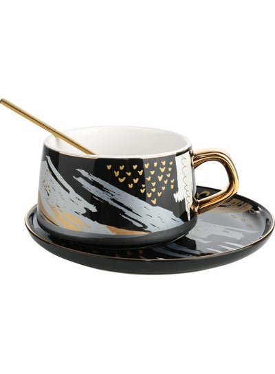 Buy Ceramic Coffee Cup And Saucer Set Multicolour in Saudi Arabia