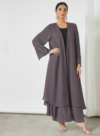 Buy Embellished Sleeve Abaya Grape in Saudi Arabia