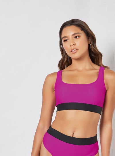 Buy Contrast Band Bikini Top Pink in UAE