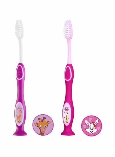 Buy Milk Teeth Toothbrush 3yrs-6yrs, Assorted -Pink/Violet in UAE