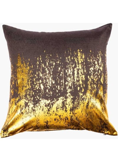 Buy Aesthetic Charcoal  Cushion Cover cotton Gold/Brown 50x50cm in UAE