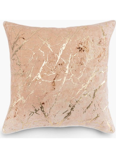 Buy Decorative Cushion Cover Cotton Beige/Gold 50x50cm in UAE