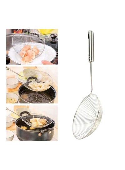 Buy Stainless Steel Long Handle Fried Food Strainer Silver in Saudi Arabia