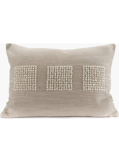 Buy Beaded Cushion Cover Cotton Natural 50x35cm in UAE