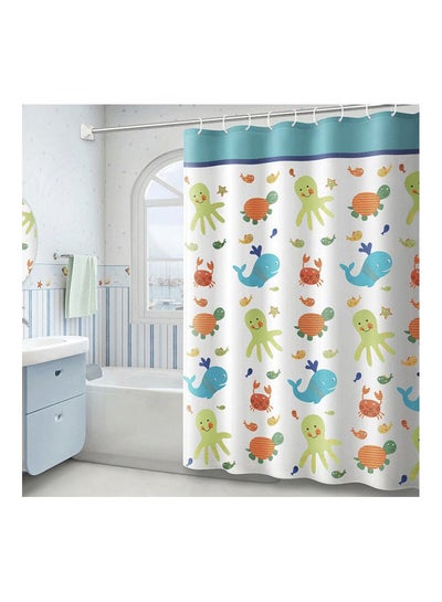 Buy Sea Life Printed Shower Curtain Multicolour 8x8x4.5cm in UAE