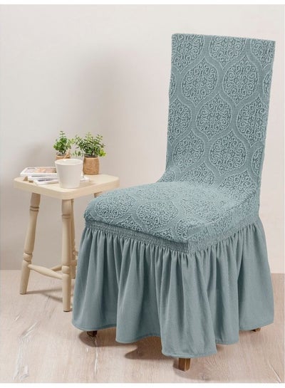 Buy Turkish Jacquard Dining Chair Cover Grey in UAE