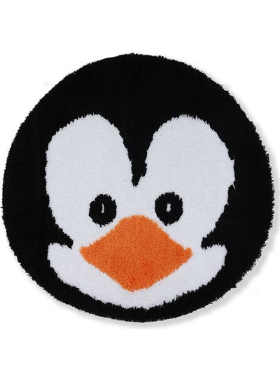 Buy Penguin Face Kids Bath Rug Black/White/Orange 60x60x2cm in UAE