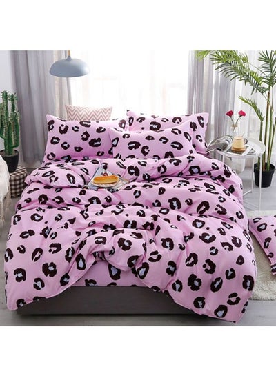 Buy 4-Piece Bedding Set fabric Pink/Black Pillow Case 48x74 cm, Bed Sheet 230x230 cm, Quilt Cover 200x230cm in UAE